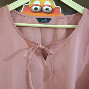 Baby Pink Western Top With Front Tie Up