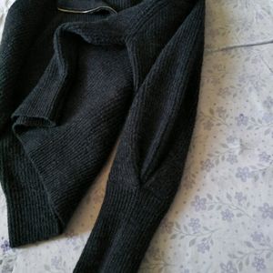 Knitted Grey Double Zipper Cardigan