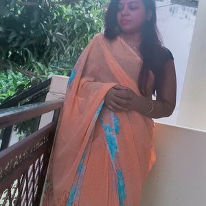 Peach Georgette Saree