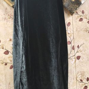 Black Velvet Slit Dress