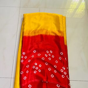 Rajasthani Yellow red Bandhini Saree