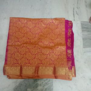 Rose Pink Colour Banarasi Silk Saree.