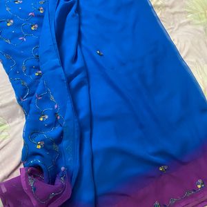 Blue Purple Party Wear Saree