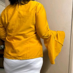 Tokyo Talkies Mustard Yellow Woven Top