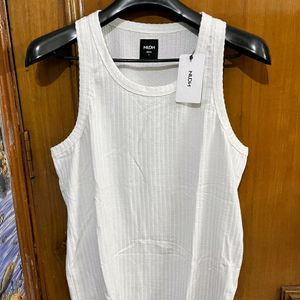 WESTSIDE NUON WHITE TEXTURED TANK TOP