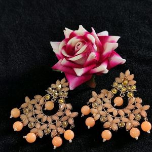 PEACH KUNDAN NAVRATRI EARRINGS