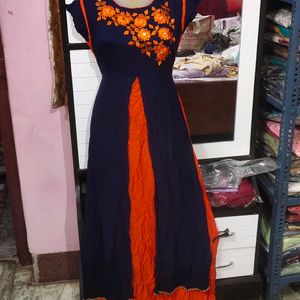 😍Beautiful Embroidered Floor Length Gown Kurti🥰
