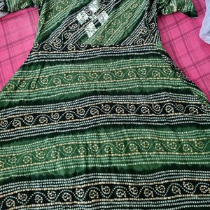 Anarkali Kurti Green