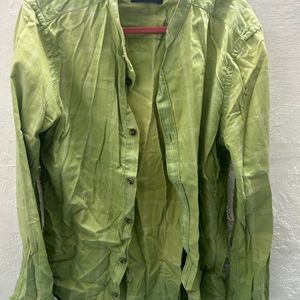 Used Up Light Green Chinese Collar Shirt