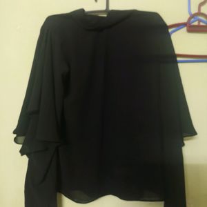 Black Cut Sleeves Top