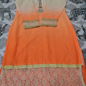 Very Beautiful Long Kurta With Cream Orange Colour