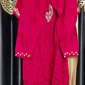 Pink Suit With Net Dupatta