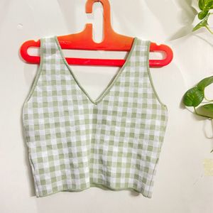 Green Checker Tank Top