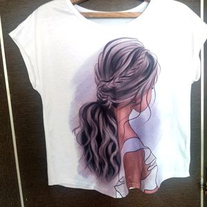 Printed White T Shirt