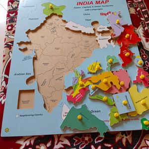 India Map Wooden