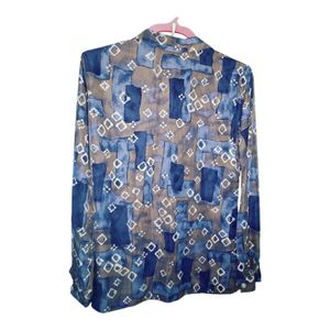 Blue Designer Silk Shirt With Patterns