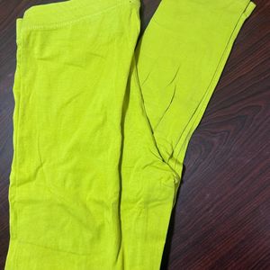 Lime Green-solid Ankle Length Legging