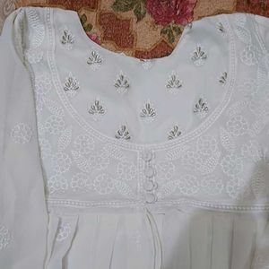 Off White Anarkali Kurti