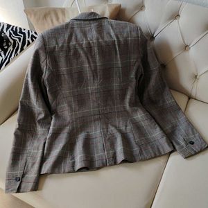 Zara Plaid Relaxed Single Breasted Blazer