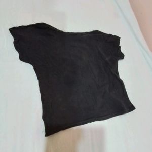 Crop Black T Shirt For Women