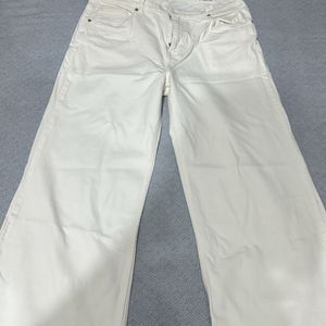 White Denim Flared Pants