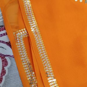 New Orange Tari Work Saree