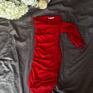 bodycon red polyamide dress