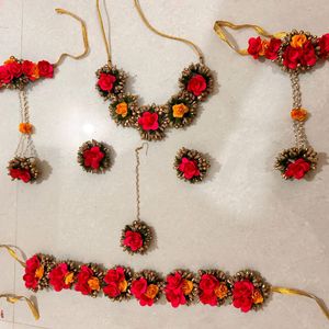 Orange And Pink Flower Jewellery Set🌺