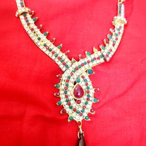 Karwachauth Premium Maroon Green Necklace Set❤️💚