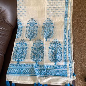 White Printed Shawl Cotton