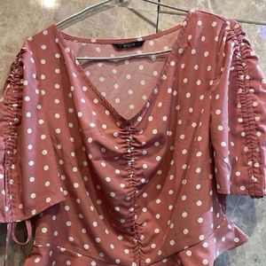 Polka Dotted Peach Pink Top