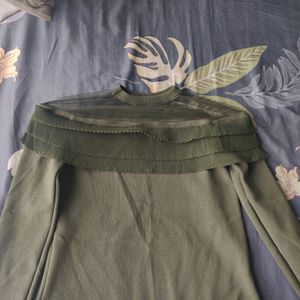 Ribbed Olive Green Fancy Top