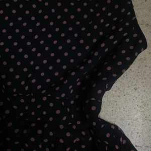 Max Collection- Pink Polka Dots Navy Blue Dress