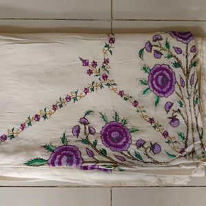 Unused Cotton Double Bedsheet With Embroidery