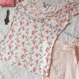 Beutiful Floral Print Lacy Top