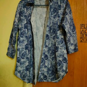 Flower printed blue shirt