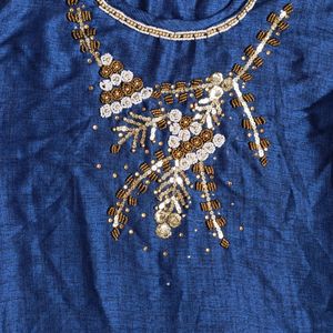 Beads Work Blue Kurta