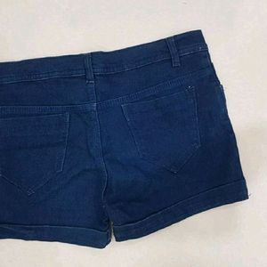 Solid Women Blue Denim Short