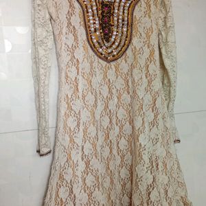 Off White 🤍Anarkali Short Kurta