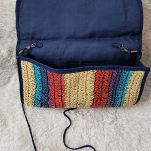 Multi Color Straw Raffia Clutch Purse