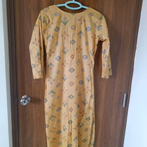 Straight Printed Yellow Kurta