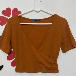 Zara Orange Aline Crop Top