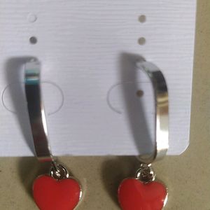 Red Colour Heart Earrings