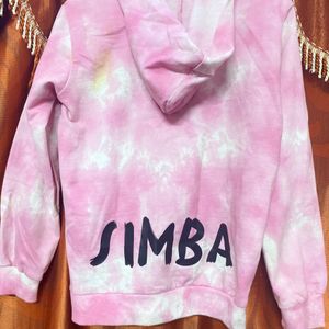 Crop Simba Pink And White Hoodie