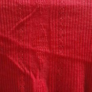 (2-3.5 Year) Girls Red Full Neck Sweater