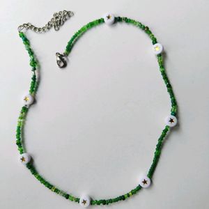 Y2K Golden Star Green Beaded Choker