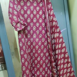 Zari Linning Cotton Kurta And Duptta