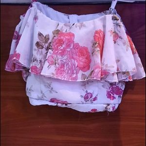 Floral Coord Set Of Skirt N Padded Crop Top