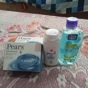 Johnson's Powder + Clean & Clear + Pears Soap 2Pc