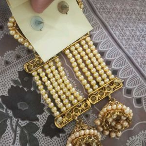 Gold-Tone and Pearl-Strand Chandelier Earrings